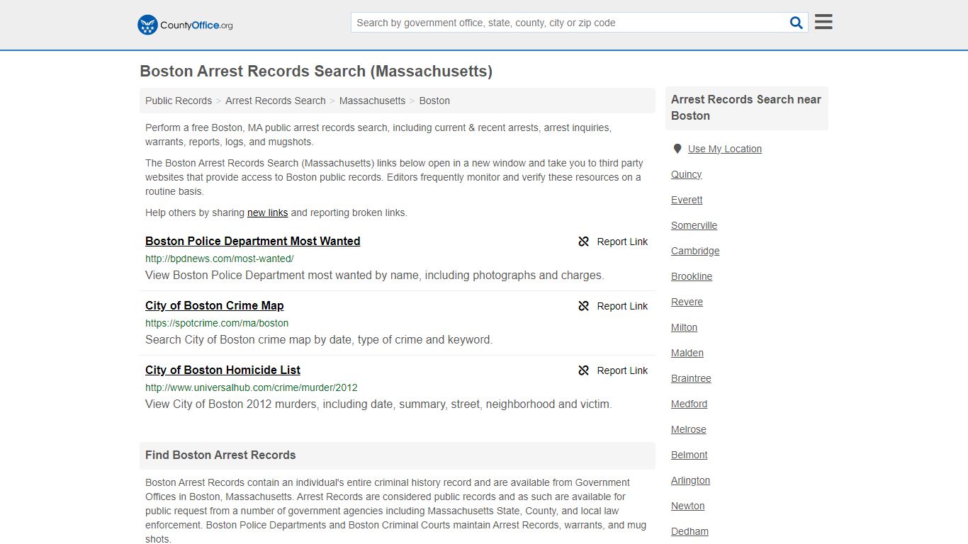 Arrest Records Search - Boston, MA (Arrests & Mugshots) - County Office